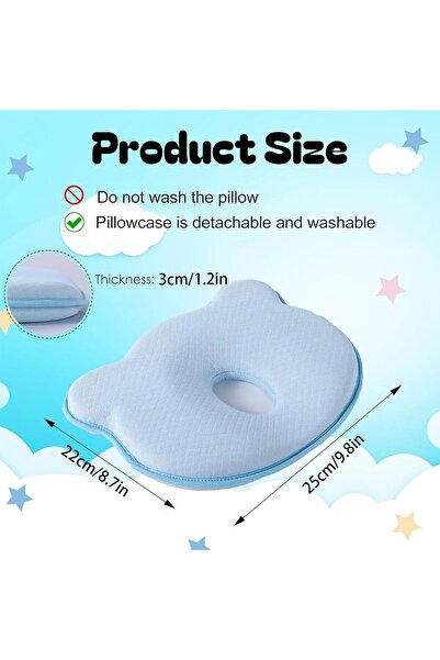 HOOKOR Baby Anti-Flat-Head Memory Foam Pillow — Ergonomic Breathable Toddler Pillow for Stroller,