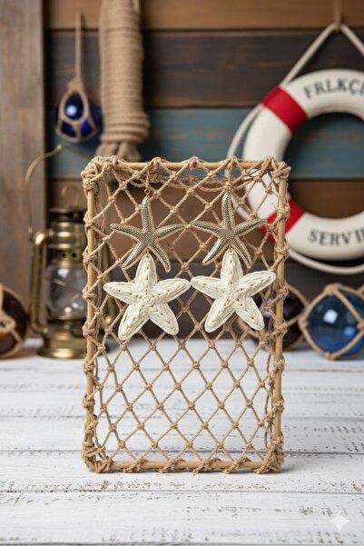 Dorvina Brass Dangle Cream Starfish Model Gold Color Wicker Earrings |   Stylish and Durable Jewelry, Accessory