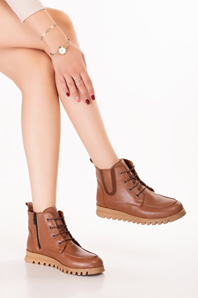 Gondol Genuine Leather Non-Slip Sole Comfortable Daily Stylish Boots Mlk.5087 Tan