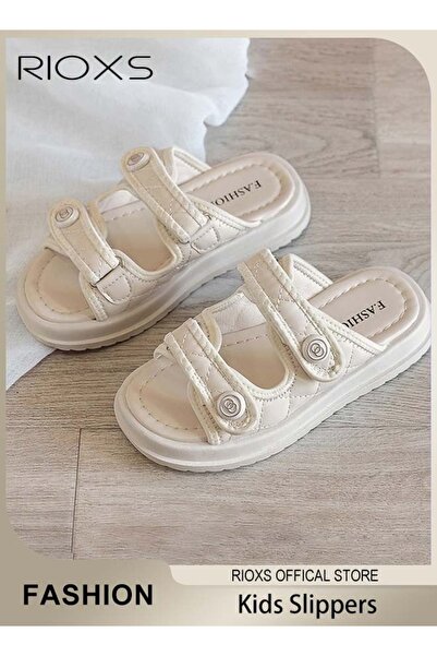 RIOXS Flat Slipper for Kids Girls, Classic Cozzzy Slide Sandals, Non-Slip Sof...