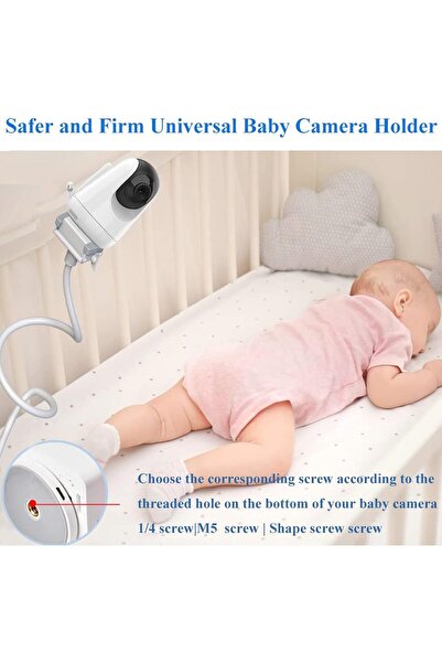 LinJie Baby Monitor Camera Mount - Universal Rotating Gooseneck Clamp for Cribs