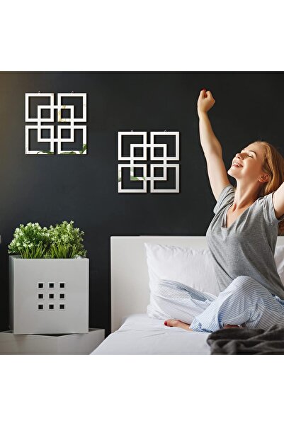 genernic Weysat Silver Reflective Wall Mirrors, Set of 2, Square 30x30 cm, Wall-Mounted