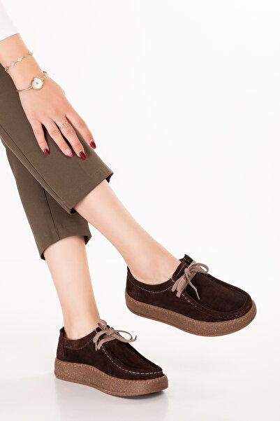 Gondol Genuine Leather Daily Comfortable Rubber Laced Casual Shoes In.610 Brown Suede