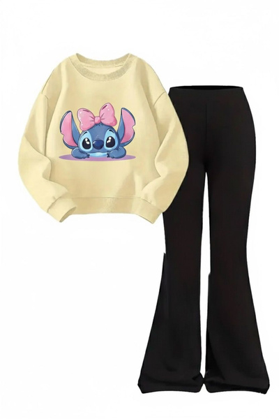 Machetta Children's Stitch Printed Sweatshirt Flared Tracksuit Set