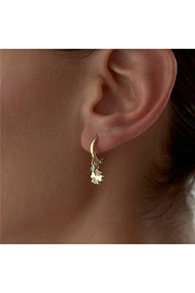 Cherry by Özkonak Mavi Taş Detaylı Yonca Küpe