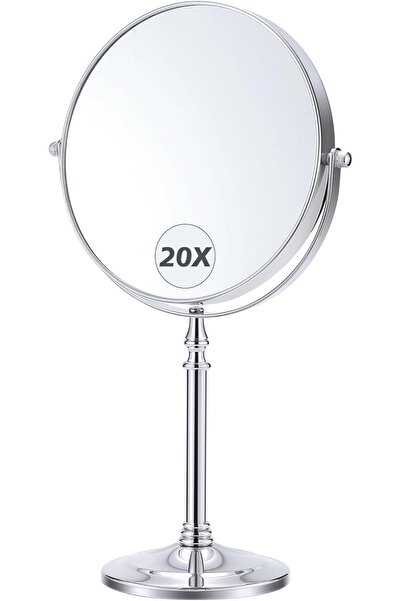 MIYADIVA 20x Magnifying Double-Sided Mirror 1X/20X on Stand, 8.6-inch Tabletop, 360° Rotation