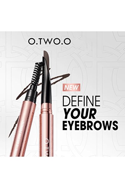 O.TWO.O Cosmetics قلم حواجب طويل الأمد على شكل منجل (اللون: بني قهوة، رقم 03)