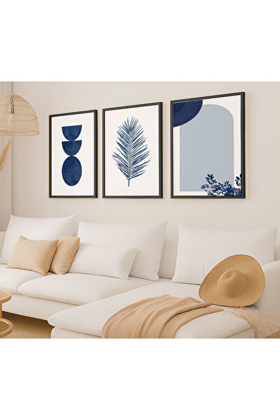 VOBA STORE 3 Piece Abstract Themed Frame Looking Mdf Painting Set -94 Black