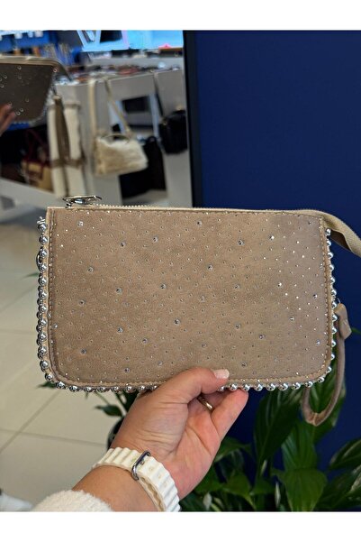 balbagss Women's Suede Stone Chain Strap Stylish Hand and Shoulder Bag