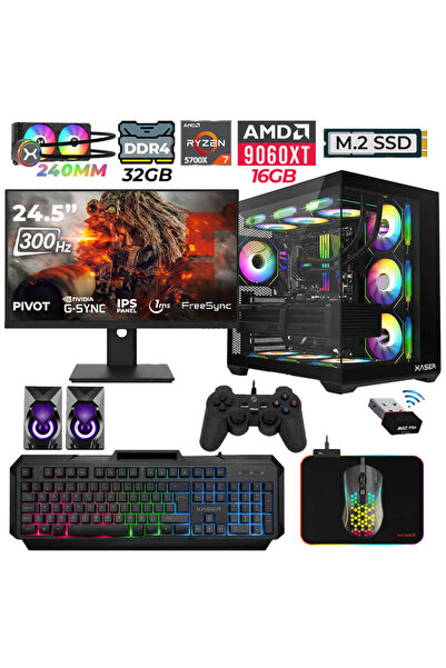 XASER Nova x50 Ryzen 7 5700X 32GB Ram 1TB M.2 NVMe SSD 16GB RX9060 XT Sıvı So...