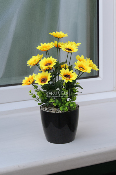 Yapay Çiçek Deposu Negru albastru cobalt ida Tănără de soare artificială 18li...