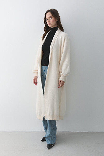 Laluvia Cream Long Knit Cardigan - 251015