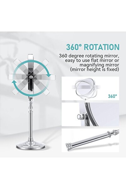 MIYADIVA 20x Magnifying Double-Sided Mirror 1X/20X on Stand, 8.6-inch Tabletop, 360° Rotation