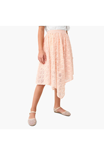 Juniors Textured Asymmetric Skirt with Elasticated Waistband