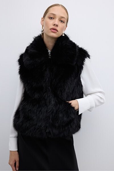 Roman Çift Cepli Peluş Yelek Siyah K2617006_001