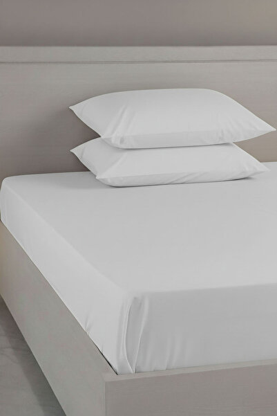 FAVORA 100% Cotton Ranforce Premium King Size Fitted Sheet Set - White