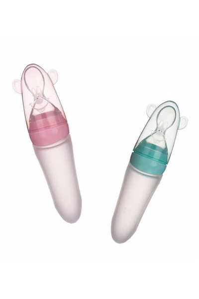 ENAR زجاجة رضاعة سيليكون مع ملعقة سعة 90 مل، قطعتين