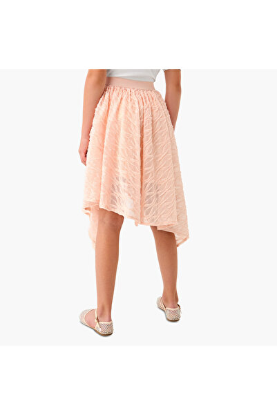 Juniors Textured Asymmetric Skirt with Elasticated Waistband