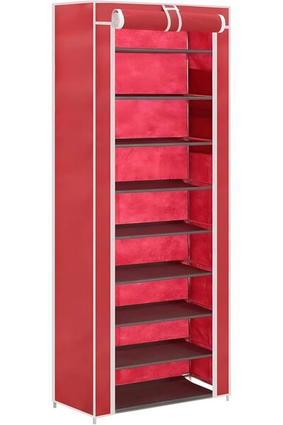 Home Dwell 9-Shelf Shoe Organizer, 12mm Black Metal Tubes, Freestanding