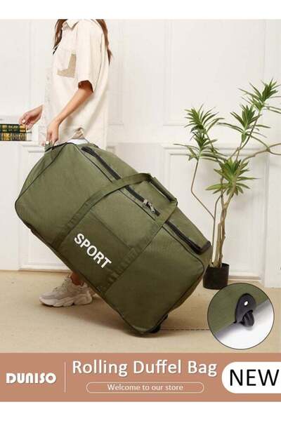 DOMEET حقيبة سفر خفيفة الوزن مع سعة تحميل كبيرة، قابلة للطي مع عجلتين