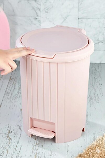 Bayev Special Quality Push-Open Mechanism Bathroom and Kitchen Pedal Trash Can - Pink
