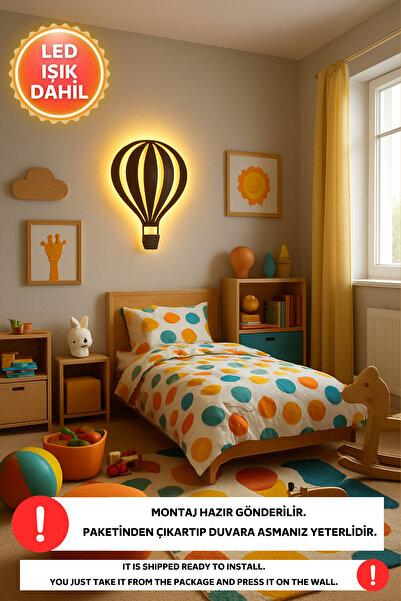 Dekorvin 1 Adet Balon Led Işık Gece Lambası Bebek Çocuk Odası Duvar Dekorasyo...