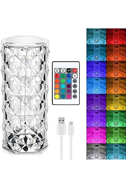 X SPRING مصباح ليلي كريستالي يعمل باللمس، 16 لونًا RGB، مع جهاز تحكم عن بعد، ...