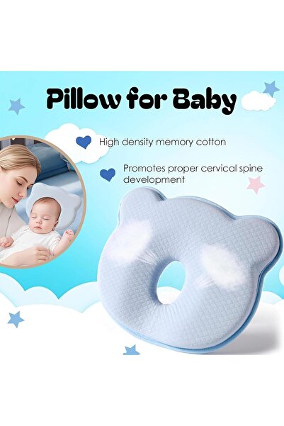 HOOKOR Baby Anti-Flat-Head Memory Foam Pillow — Ergonomic Breathable Toddler Pillow for Stroller,