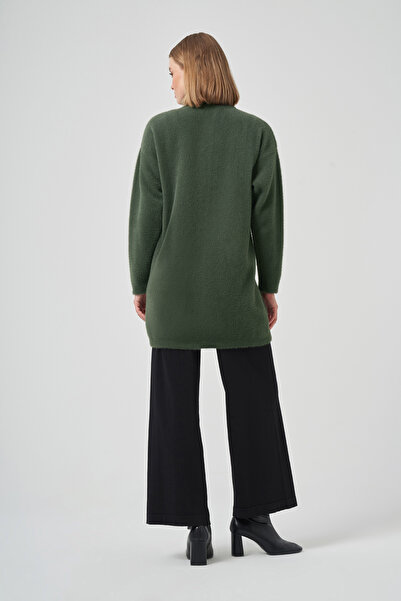 Nuss Button Detail Angora Cardigan 7005 Khaki