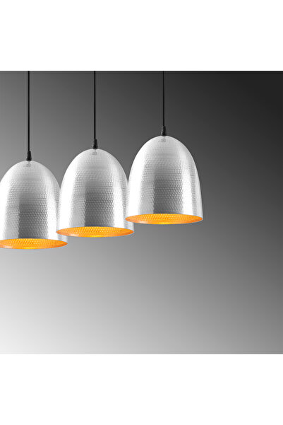 MOİRA 3'lü Sıralı Dövmeli Avize Bal Peteği Desenli Metal Yemek Masası Mutfak ...