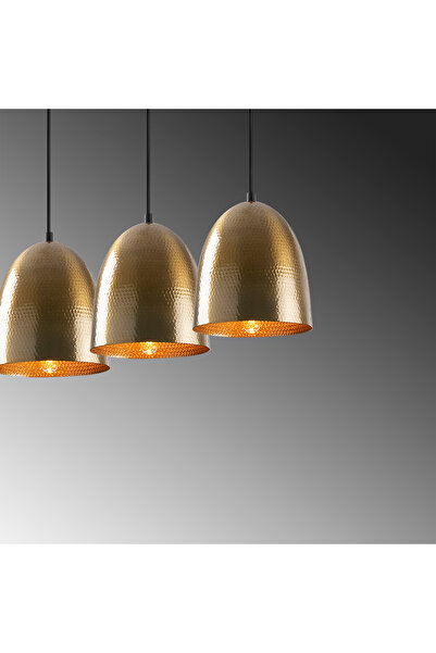 MOİRA 3'lü Sıralı Dövmeli Avize Bal Peteği Desenli Metal Yemek Masası Mutfak ...