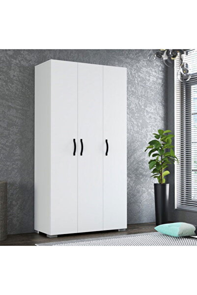 Eco Room Milan 3 Kapaklı Gardırop - Beyaz - 90x177x42 cm