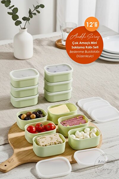 Anadolu Saray 12-Piece Multi-Purpose Mini Storage Container Set - Nutrition & Refrigerator Organizer
