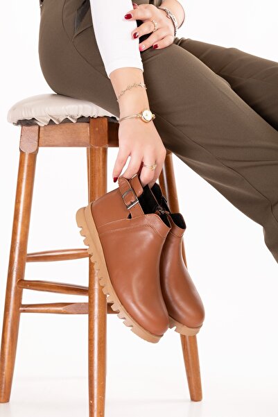 Gondol Genuine Leather Non-Slip Sole Comfortable Daily Stylish Boots Mlk.3601 Tan
