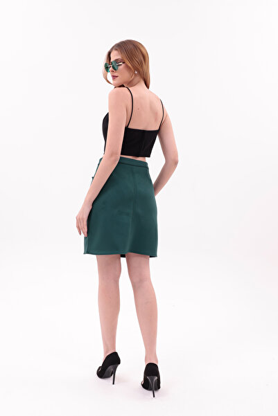 Eseclass Women Suede Oversized Mini Skirt