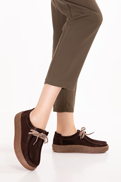 Gondol Genuine Leather Daily Comfortable Rubber Laced Casual Shoes In.610 Brown Suede