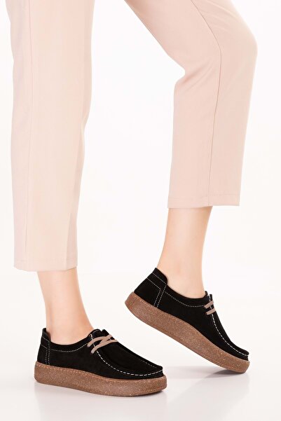 Gondol Genuine Leather Daily Comfortable Rubber Laced Casual Shoes In.610 Black Suede