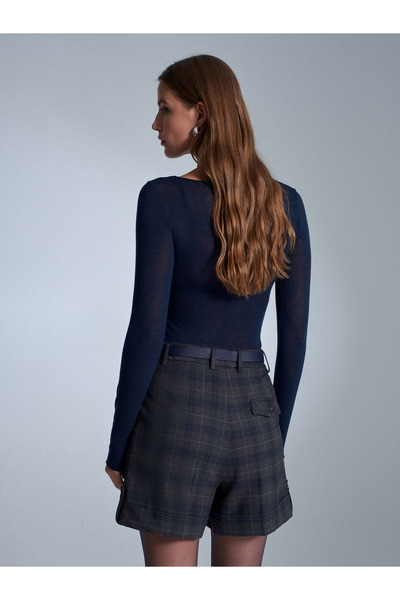 Dilvin 71666 Belted Mini Shorts with Belt - Anthracite