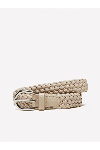 Sisley Braided Eco-Leather Belt with Metal Buckle Women's Beige Belt - 325P6Qajwl031