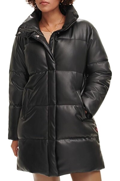 Levi's Faux Leather Mid-Length Puffer Coat