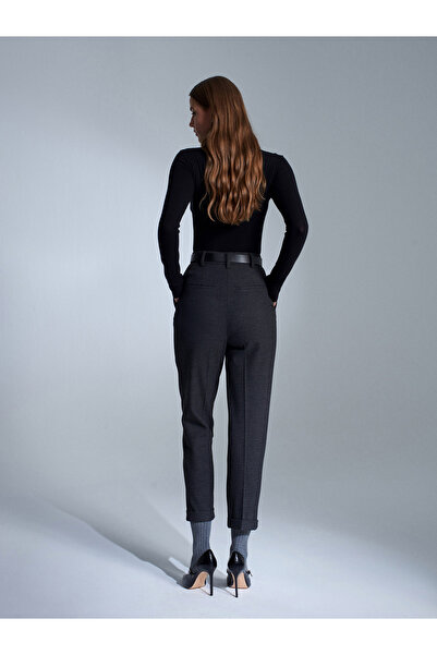 Dilvin 72213 Curved Leg Belted Trousers-Anthracite