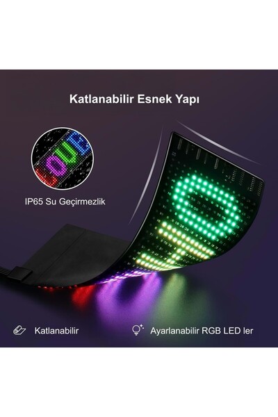 Renvox Programlanabilir 17x7 cm Matrix LED Kayan Yazı Emoji Ekran - Bluetooth...