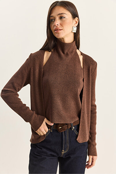 Bianco Lucci Women's Halter Neck Inside Blouse Detailed Cardigan Th251006 60283834