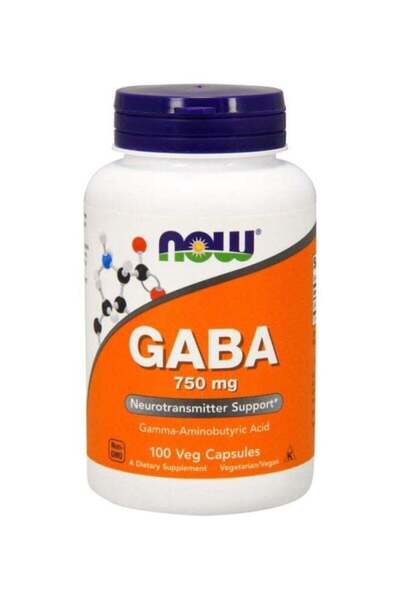 Now Foods GABA 750 ملغ - 100 كبسولة نباتية
