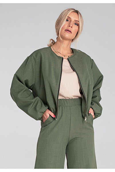 Figl Elegant bomber jacket for women - Green bomber jacket for women M1198 size L/XL