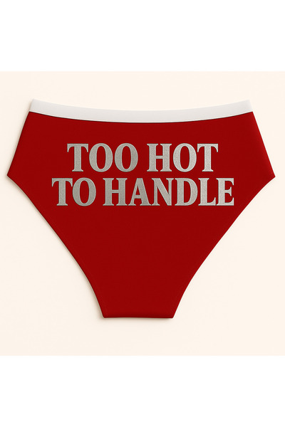 TWINTICKS Red and White Christmas Themed Women's Slip Panties, Metallic Lette...