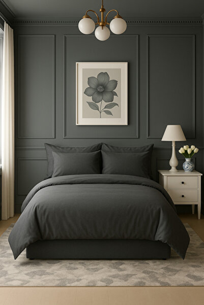 İQON Flat Sheet Bedding Set Double Size Anthracite - Anthracite