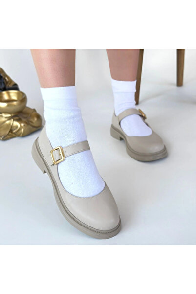 ALFA AKSESUAR 03 Yokox Beige Skin Oxford Shoes