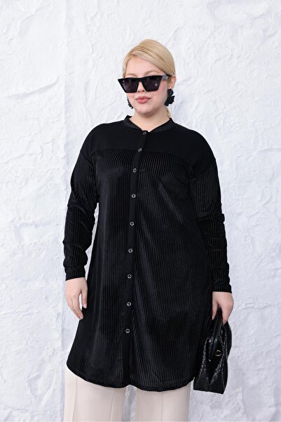 Siyezen Plus Size Velvet Tunic Shirt