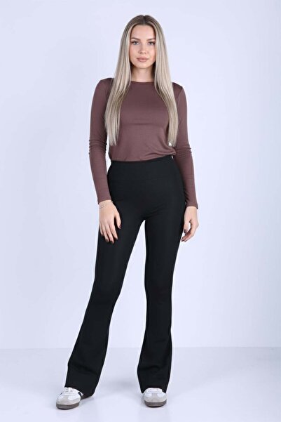 VeniLife Дамски високи испански легинги с набори